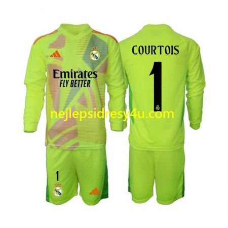 Fotbalový Dres Real Madrid COURTOIS 1 Brankářské Dětské Čtvrtý 2024/25 Dlouhý Rukáv